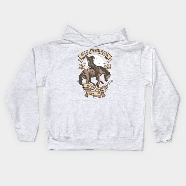 Wild West Cowboy Culture Kids Hoodie by p308nx